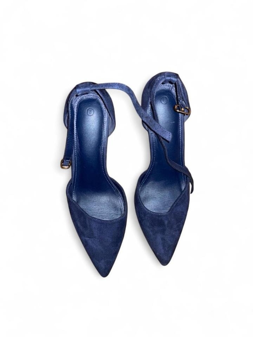 Classic Pointed Toe Ankle Strap Pumps in Navy